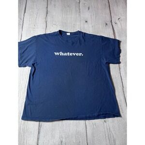 Gildan T-Shirt Mens XL Navy Blue Whatever Graphic Minimalist Slogan Tee